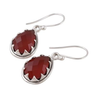 Alternate image for Carnelian and Sterling Silver Dangle Earrings from India Firelight