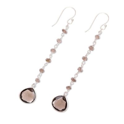 Alternate image for 4 Carat Smoky Quartz Dangle Earrings from India Morning Drops