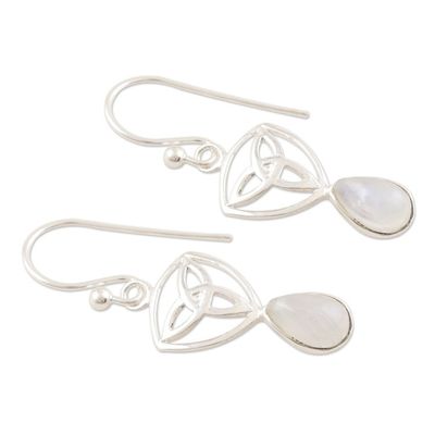 Alternate image for Sterling Silver and Rainbow Moonstone Dangle Earrings Misty Infinity