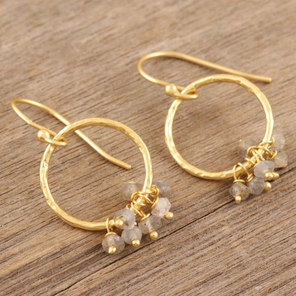 Alternate image for 22k Gold Plated Earrings with Labradorite Dancing Beauty