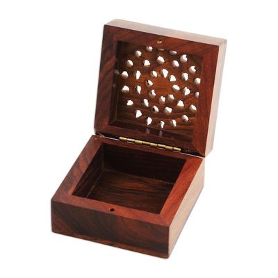 Alternate image for Hand Carved Decorative Mango Wood Box from India Glorious Flower
