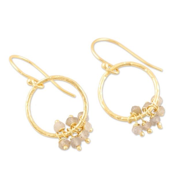 Alternate image for 22k Gold Plated Earrings with Labradorite Dancing Beauty