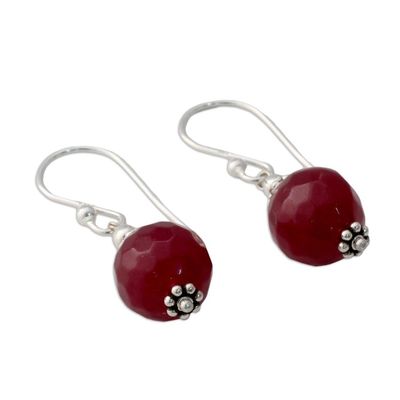 Alternate image for Red Agate Artisan Crafted Sterling Silver Earrings Glorious Red