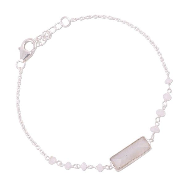 Alternate image for Rainbow Moonstone Beaded Pendant Bracelet from India Magical Prism