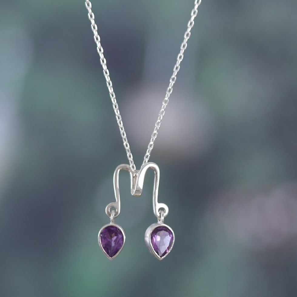 Polished Classic One-Carat Amethyst Pendant Necklace 'Wise Reflection'