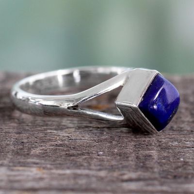 Alternate image for Artisan Crafted India Unisex Silver Ring with Lapis Lazuli Regal Blue