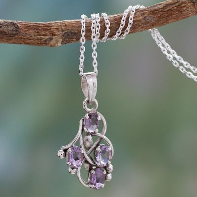 Alternate image for Amethyst and Sterling Silver Necklace India Jewelry Twirling