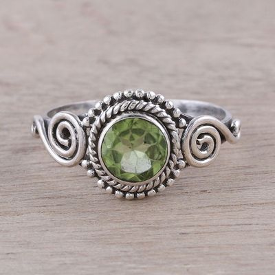 Alternate image for Spiral Motif Peridot Cocktail Ring from India Assam Allure