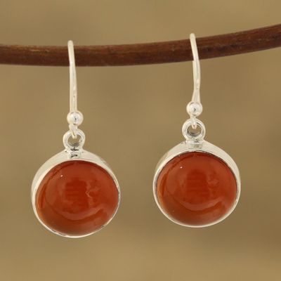 Primary image for Round Carnelian Dangle Earrings from India Fiery Domes