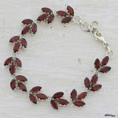 Alternate image for Garnet and Sterling Silver Tennis Bracelet from India Autumn Air