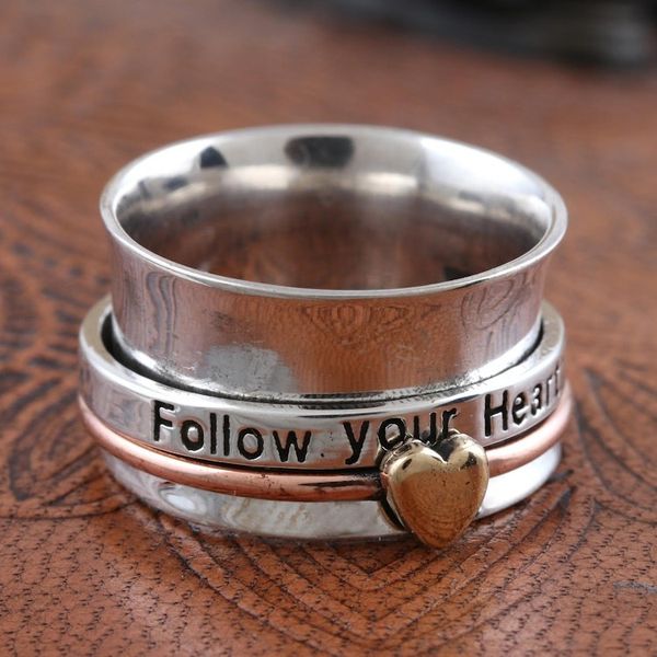 Alternate image for Sterling Silver Meditation Ring Follow Your Heart Message from the Heart