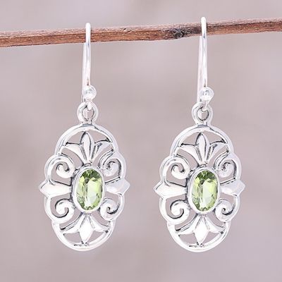 Alternate image for Peridot and 925 Sterling Silver Dangle Earrings from India Green Enchantment