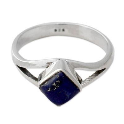 Alternate image for Artisan Crafted India Unisex Silver Ring with Lapis Lazuli Regal Blue