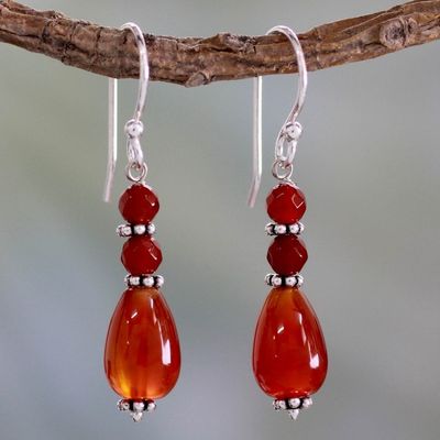 Alternate image for Fair Trade Artisan Crafted Carnelian Earrings Vibrant Jaipur
