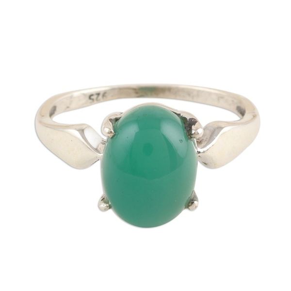 Alternate image for Green Onyx Cabochon Single Stone Ring Vernal Pool