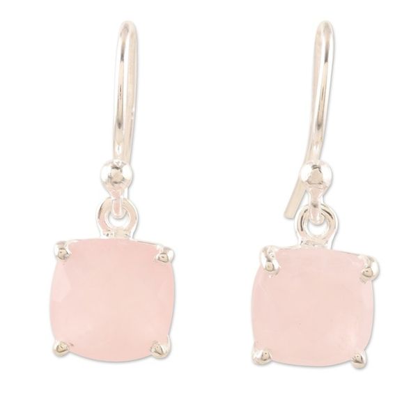 Alternate image for Natural Rose Quartz Earrings from India Heaven Sent