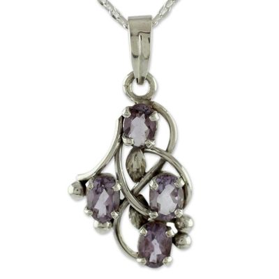 Alternate image for Amethyst and Sterling Silver Necklace India Jewelry Twirling