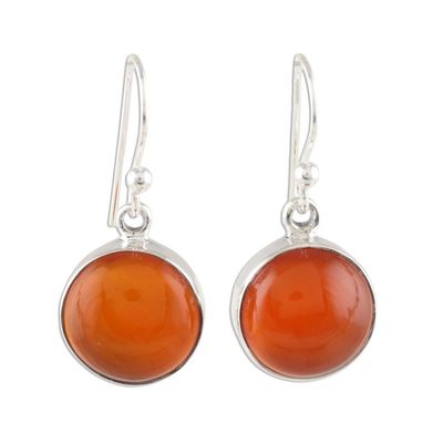 Alternate image for Round Carnelian Dangle Earrings from India Fiery Domes