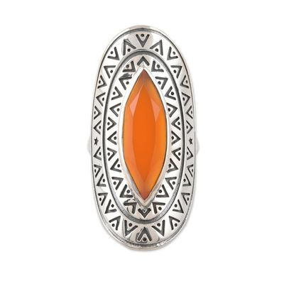 Alternate image for Bold Artisan Crafted Carnelian Cocktail Ring Eye of India