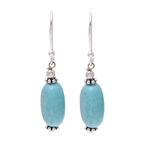 Alternate image for Sterling Silver and Recon Turquoise Dangle Earrings Cloudless Sky