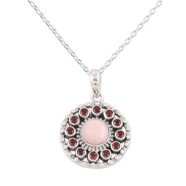 Alternate image for Opal and Garnet Sterling Silver Pendant Necklace from India Hope of the Persevering