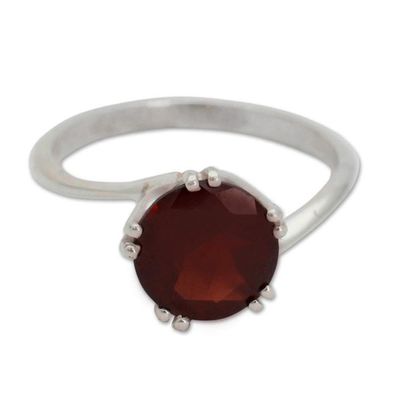 Alternate image for Sterling Silver and Garnet Solitaire Ring Delhi Crown