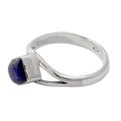 Alternate image for Artisan Crafted India Unisex Silver Ring with Lapis Lazuli Regal Blue