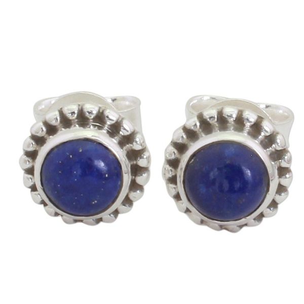 Alternate image for Lapis Lazuli and Sterling Silver Stud Earrings from India Blue Globe