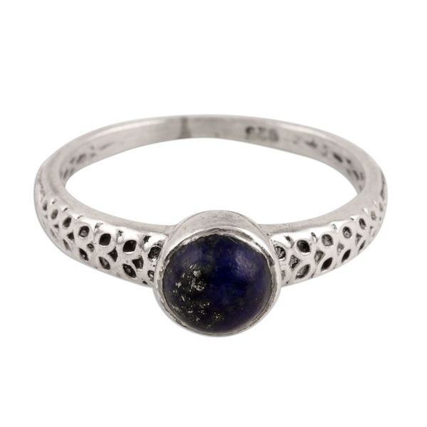Alternate image for Lapis Lazuli Solitaire Ring Crafted in India Royal Round