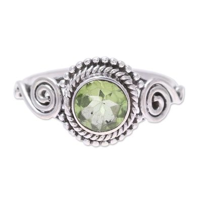 Alternate image for Spiral Motif Peridot Cocktail Ring from India Assam Allure