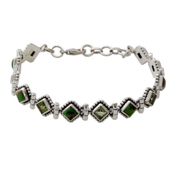 Alternate image for India Sterling Silver Tennis Bracelet Turquoise and Peridot Bollywood Forest