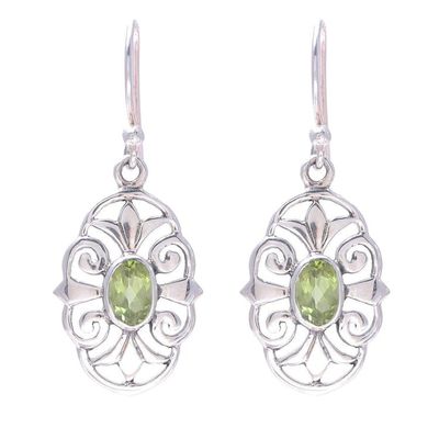 Alternate image for Peridot and 925 Sterling Silver Dangle Earrings from India Green Enchantment