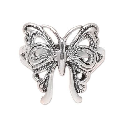 Alternate image for Butterfly Sterling Silver Band Ring from India Butterfly Companion