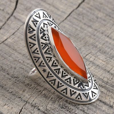 Alternate image for Bold Artisan Crafted Carnelian Cocktail Ring Eye of India