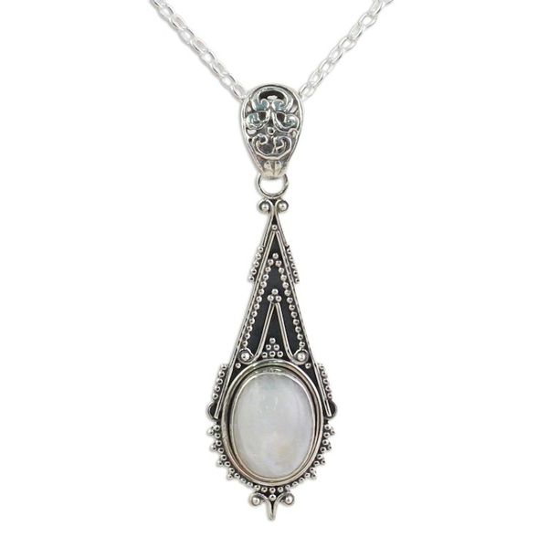 Alternate image for Handcrafted Moonstone Sterling Silver Necklace Moonlight Radiance