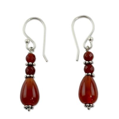 Alternate image for Fair Trade Artisan Crafted Carnelian Earrings Vibrant Jaipur