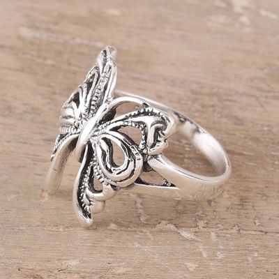 Alternate image for Butterfly Sterling Silver Band Ring from India Butterfly Companion