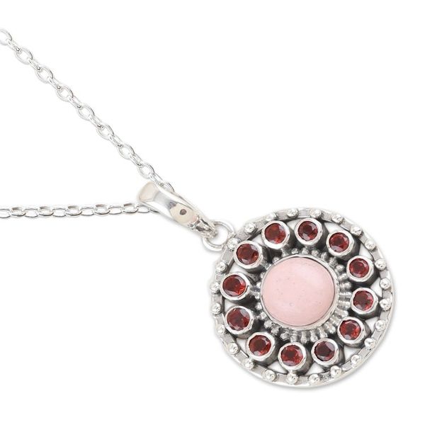 Alternate image for Opal and Garnet Sterling Silver Pendant Necklace from India Hope of the Persevering