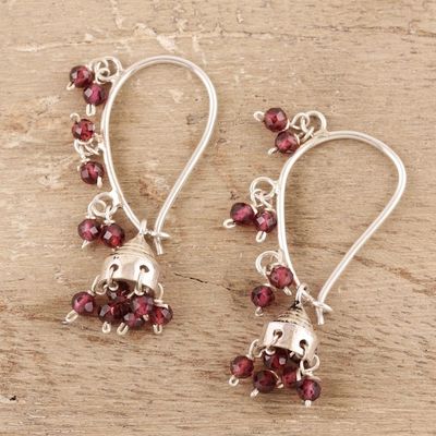 Alternate image for Garnet and Sterling Silver Handcrafted Jhumki Earrings Music