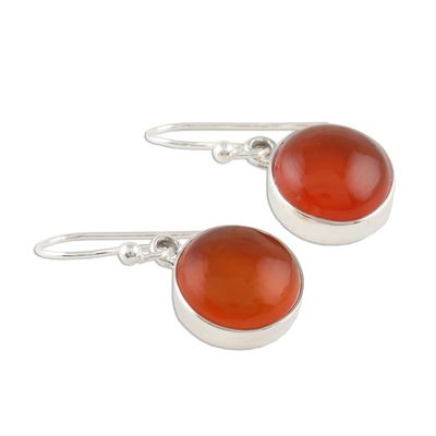 Alternate image for Round Carnelian Dangle Earrings from India Fiery Domes