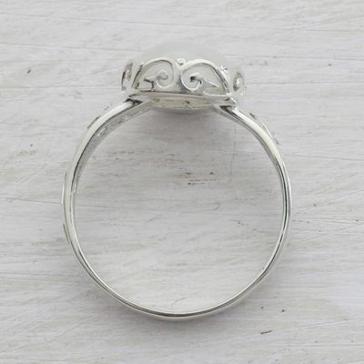 Alternate image for Rainbow Moonstone and 925 Silver Indian Jali Cocktail Ring Pure Ecstasy