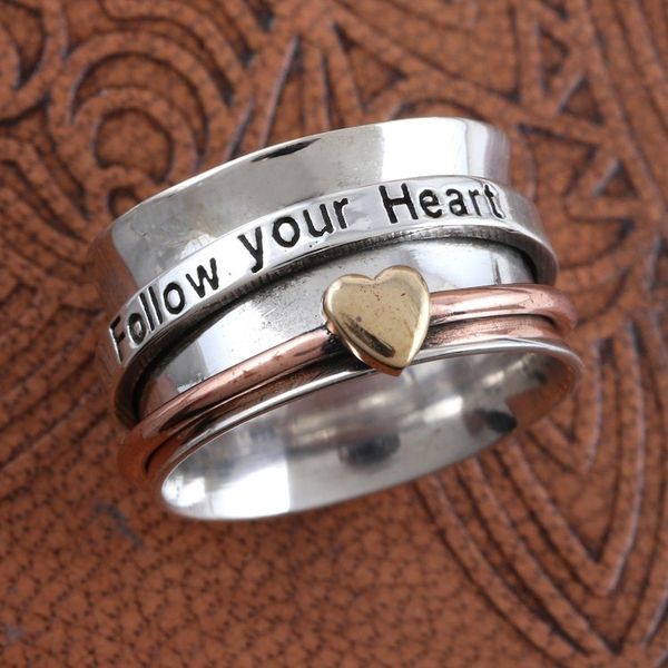 Alternate image for Sterling Silver Meditation Ring Follow Your Heart Message from the Heart