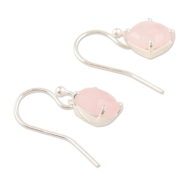 Alternate image for Natural Rose Quartz Earrings from India Heaven Sent
