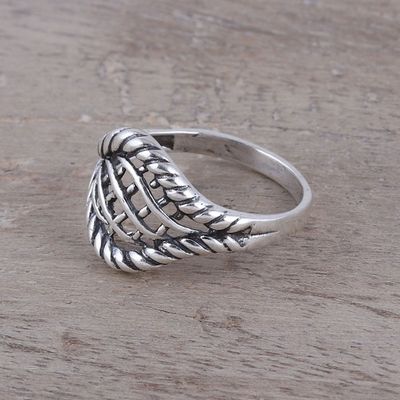Alternate image for Woven Motif Sterling Silver Cocktail Ring from India Intertwined Elegance