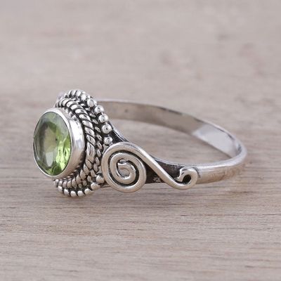 Alternate image for Spiral Motif Peridot Cocktail Ring from India Assam Allure