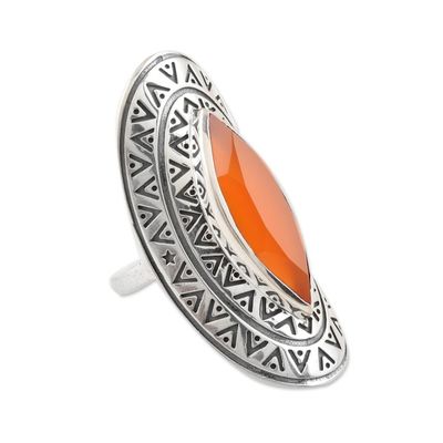 Alternate image for Bold Artisan Crafted Carnelian Cocktail Ring Eye of India