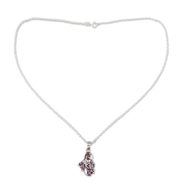 Alternate image for Amethyst and Sterling Silver Necklace India Jewelry Twirling