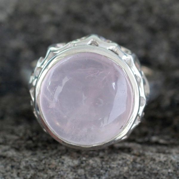 Alternate image for Rose Quartz Jewelry Sterling Silver Solitaire Ring Romantic Delhi