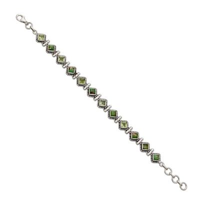 Alternate image for India Sterling Silver Tennis Bracelet Turquoise and Peridot Bollywood Forest
