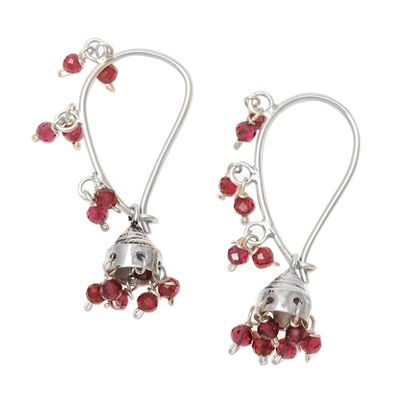 Alternate image for Garnet and Sterling Silver Handcrafted Jhumki Earrings Music